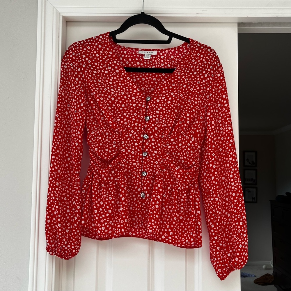 Red floral topshop top